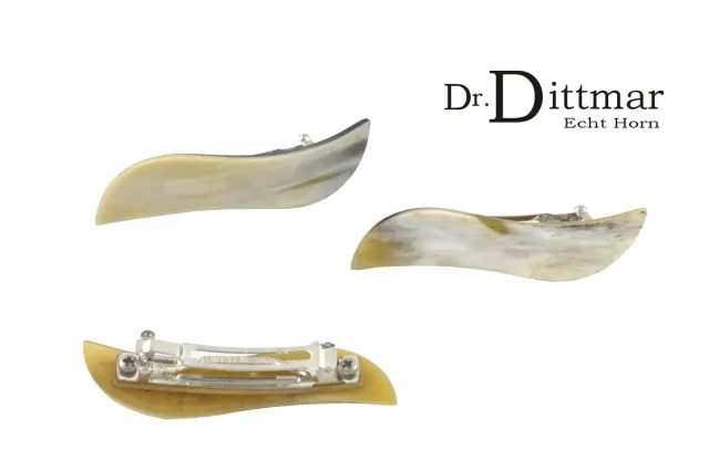 Dr. Dittmar hårspänne horn våg 70 mm ljust mörkt
