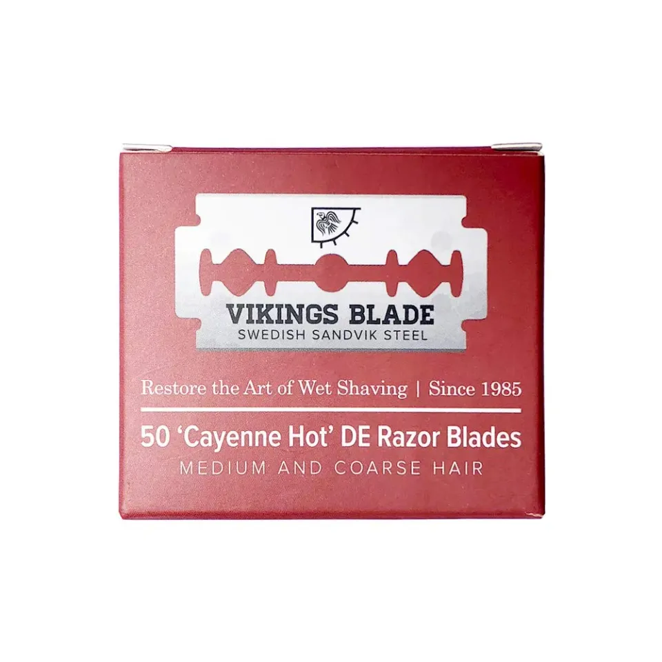 Vikings Blade Cayenne Hot rakblad 50-pack halvvassa
