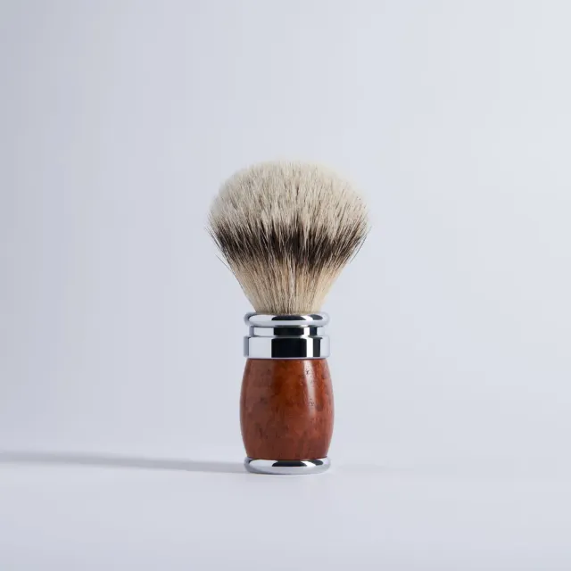 Plisson 1808 Bruyère rakborste äkta hår krom stl 12 mjuk