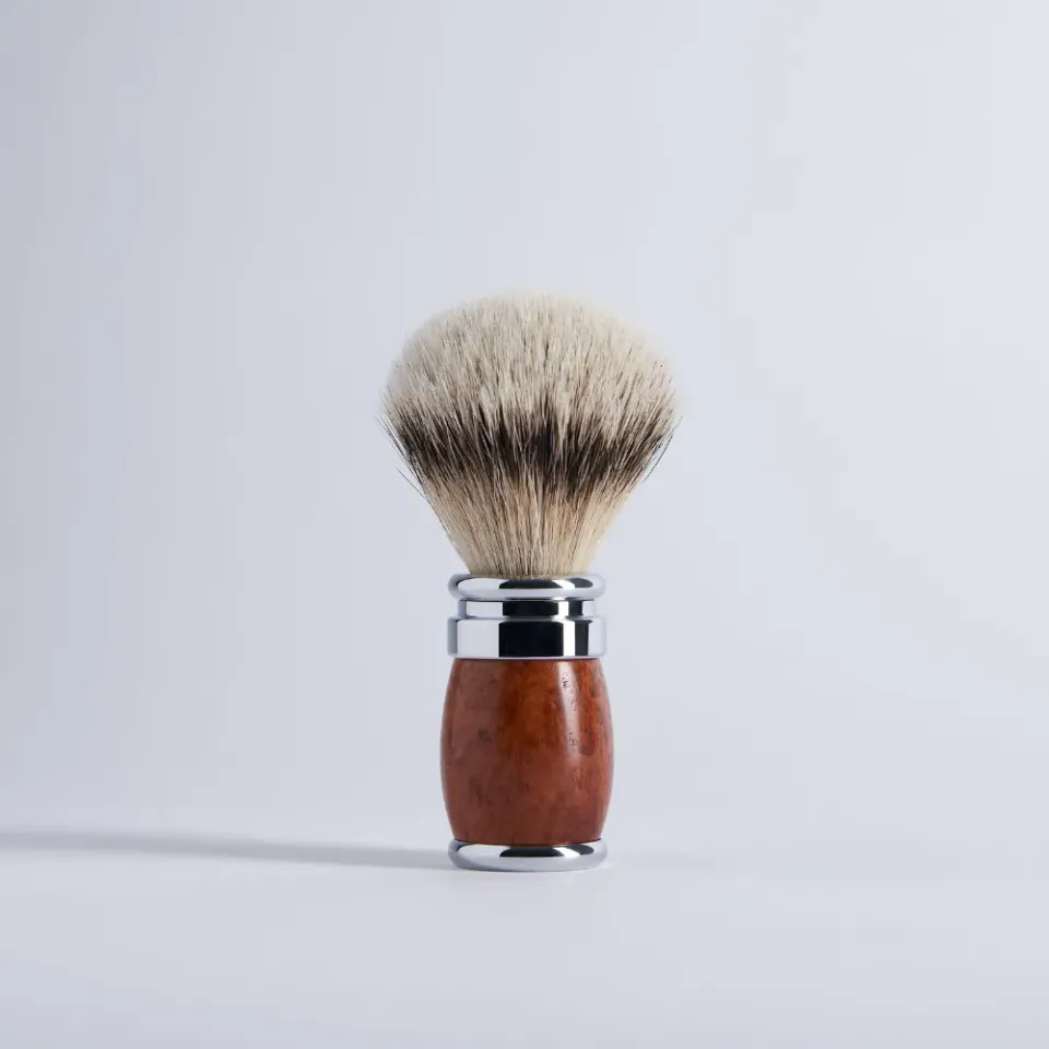 Plisson 1808 Bruyère rakborste äkta hår krom stl 12 mjuk