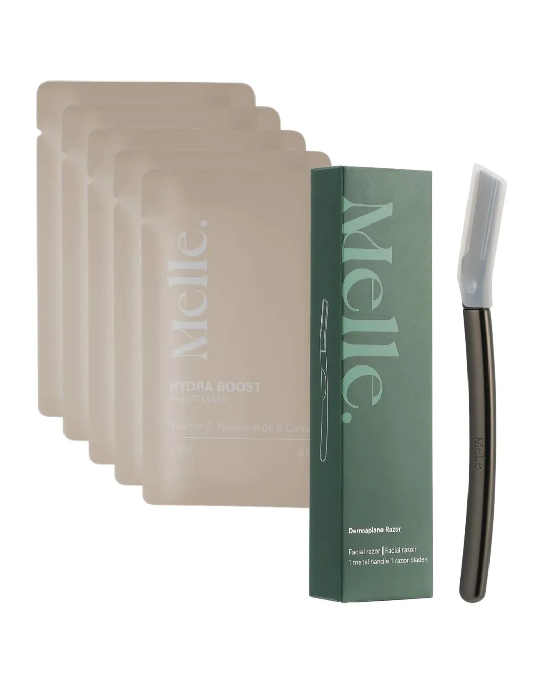 Melle Dermaplaner 1.0 ansiktshyvel rosé + mask 5-pack