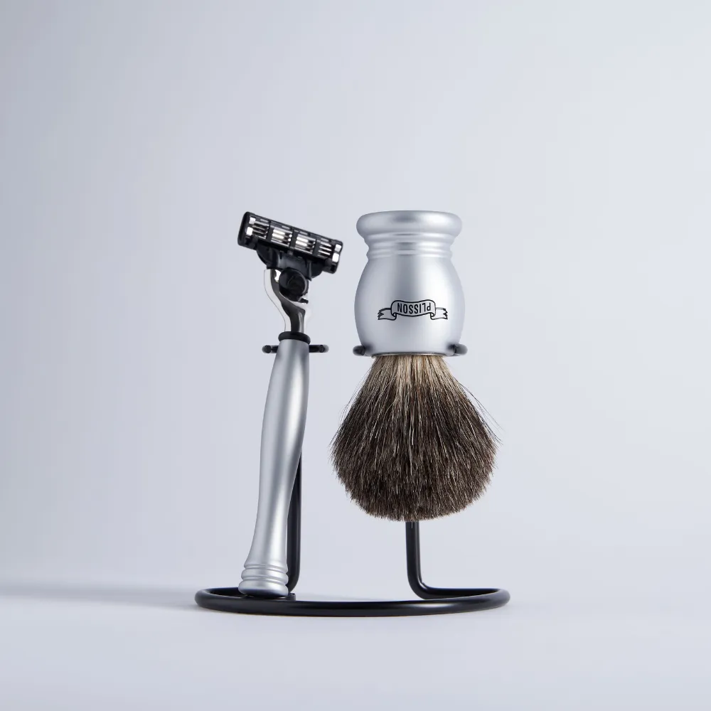 Plisson 1808 Essentiel rakset Mach3 3-delar gråvling