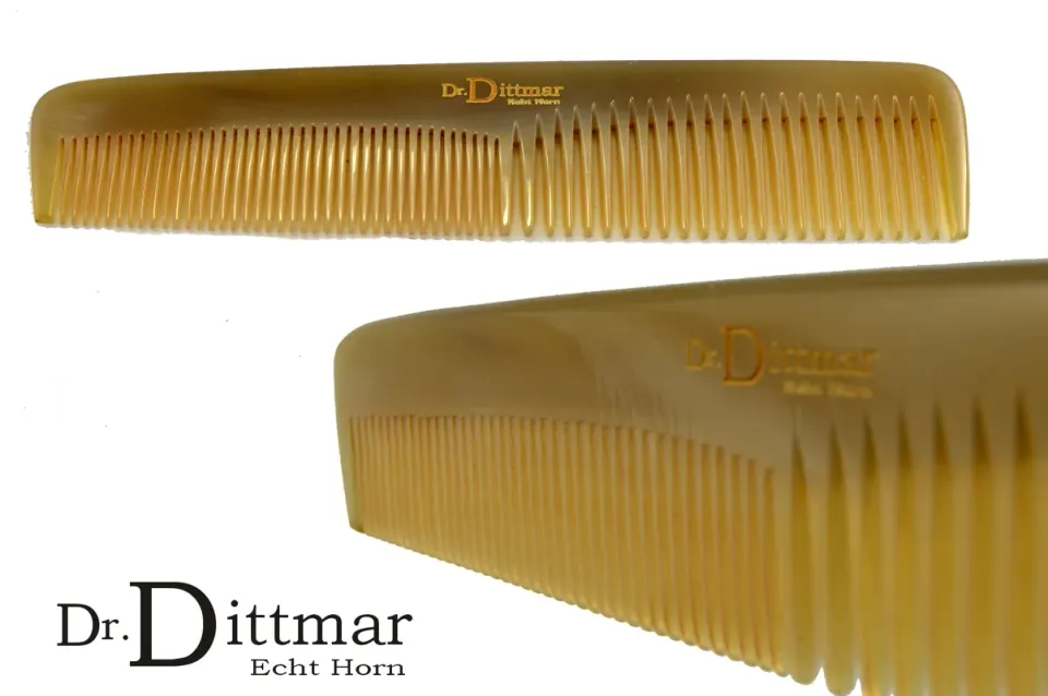 Dr. Dittmar hårkam ljust horn 17 cm dubbeltandad