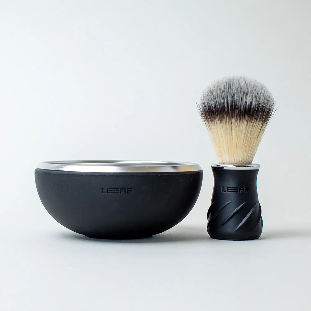 LEAF Shave Shave Bowl & Brush rakset svart