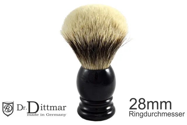 Dr. Dittmar rakborste silvertip 28 mm svart akryl
