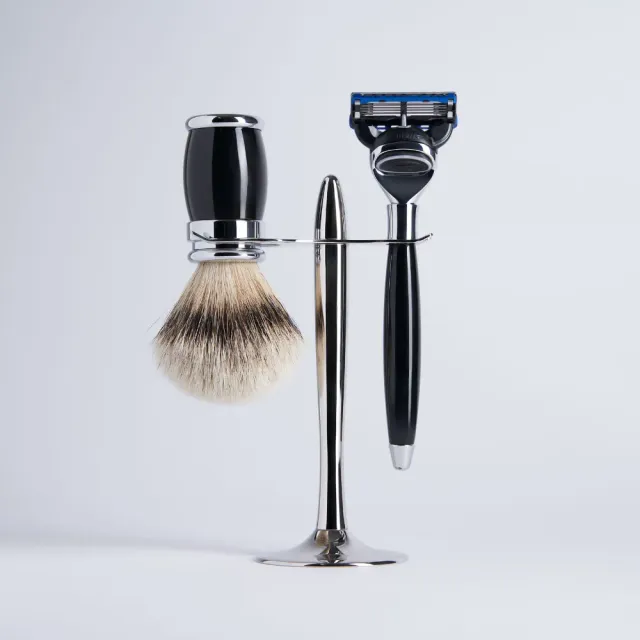 Plisson 1808 Noir rakset 3-delar Fusion svart lack