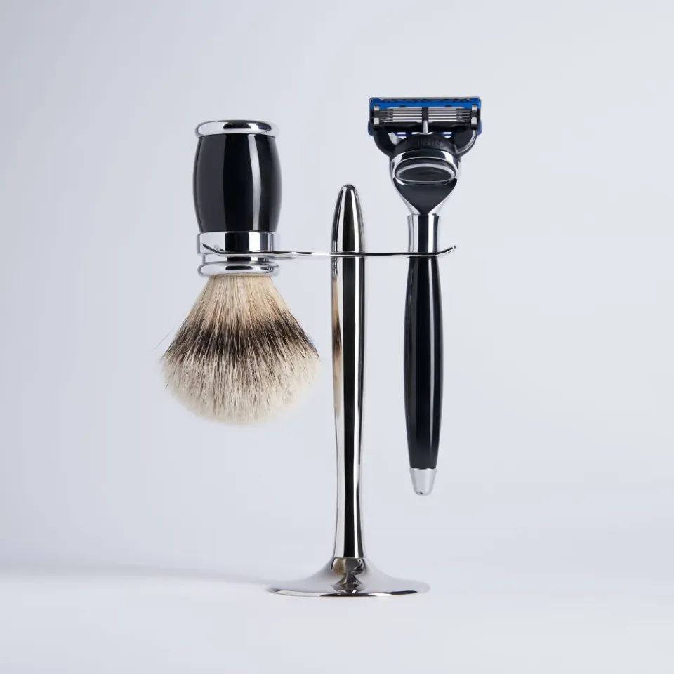 Plisson 1808 Noir rakset 3-delar Fusion svart lack