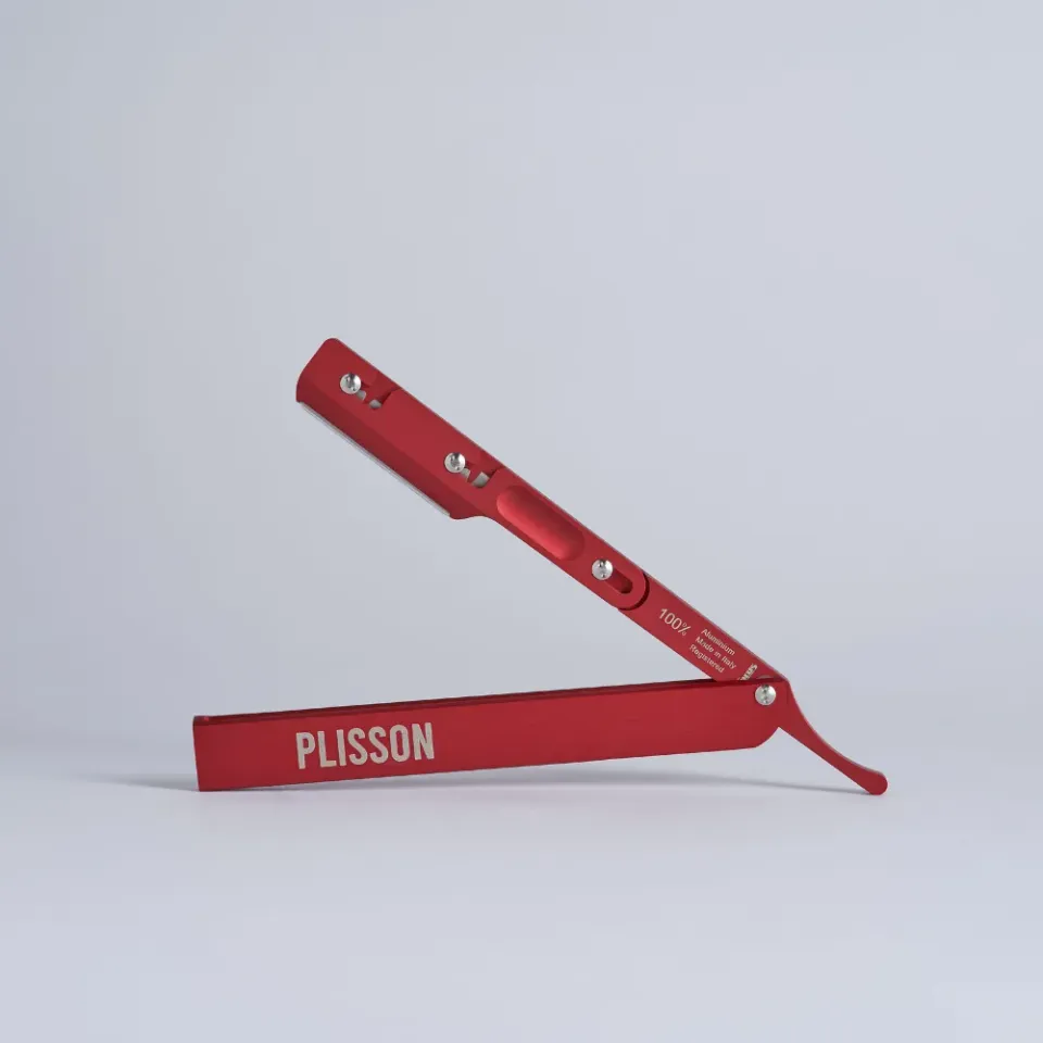Plisson 1808 Shavette rakkniv röd aluminium