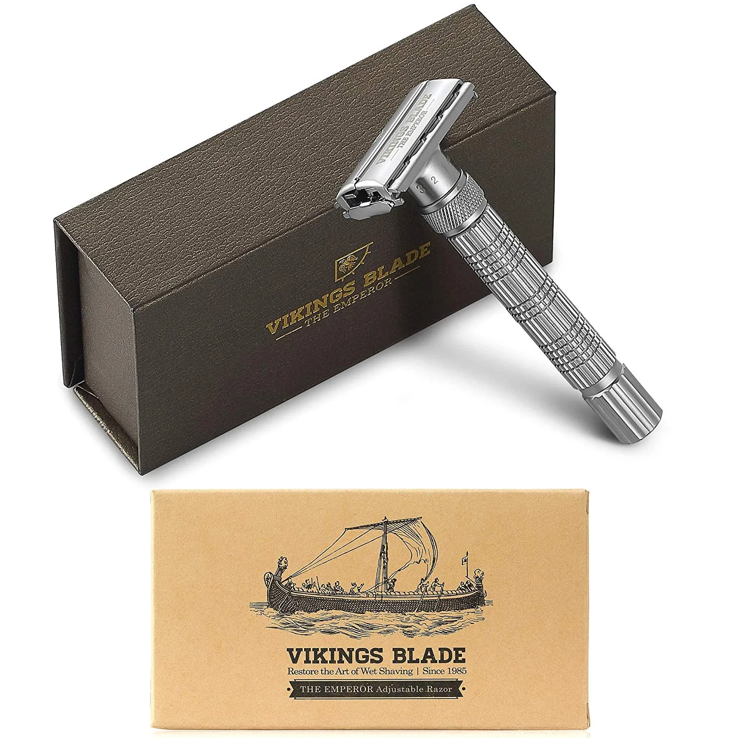 Vikings Blade Emperor ställbar säkerhetshyvel frosted chrome