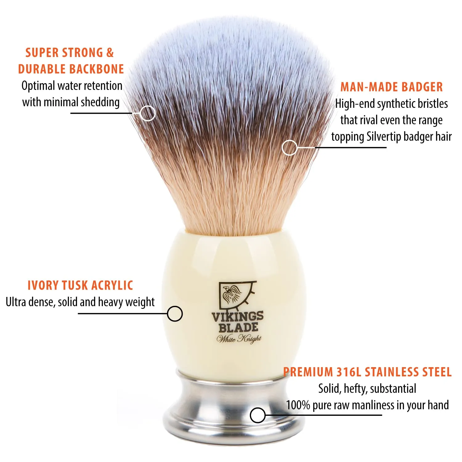 Vikings Blade White Knight rakborste syntet badger-look