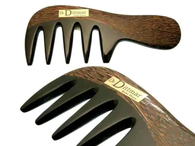 Dr. Dittmar Afro handtagskam horn tigerträ antistatisk