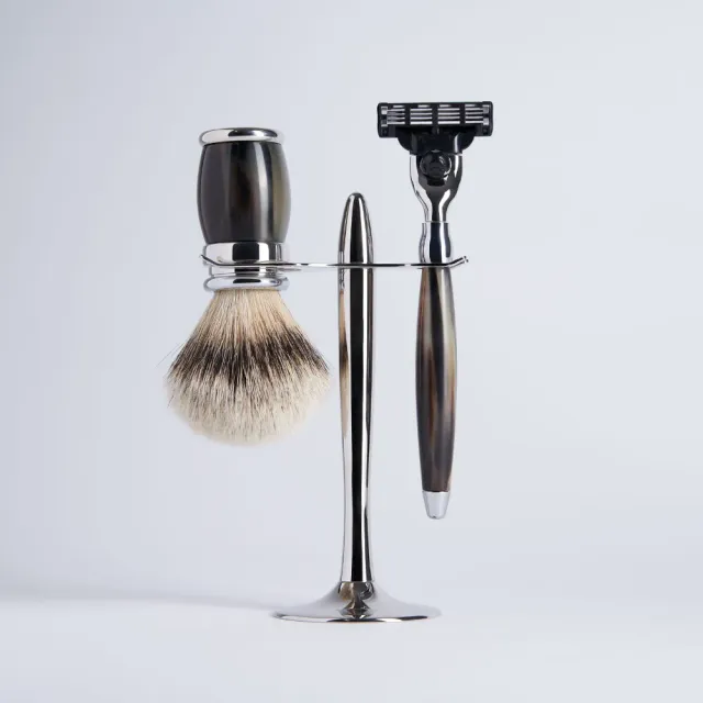 Plisson 1808 Corne rakset 3-delar horn palladium Mach3