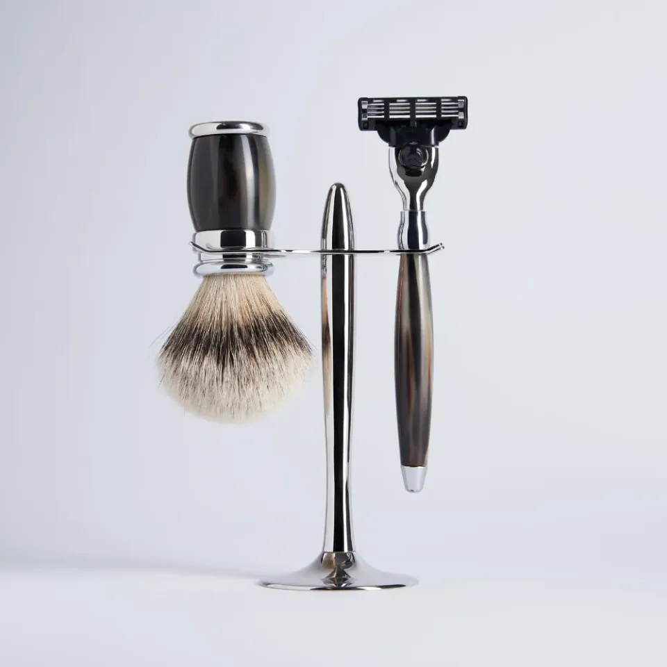 Plisson 1808 Corne rakset 3-delar horn palladium Mach3