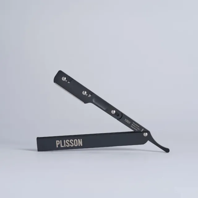 Plisson 1808 Shavette Noire rakkniv aluminium svart