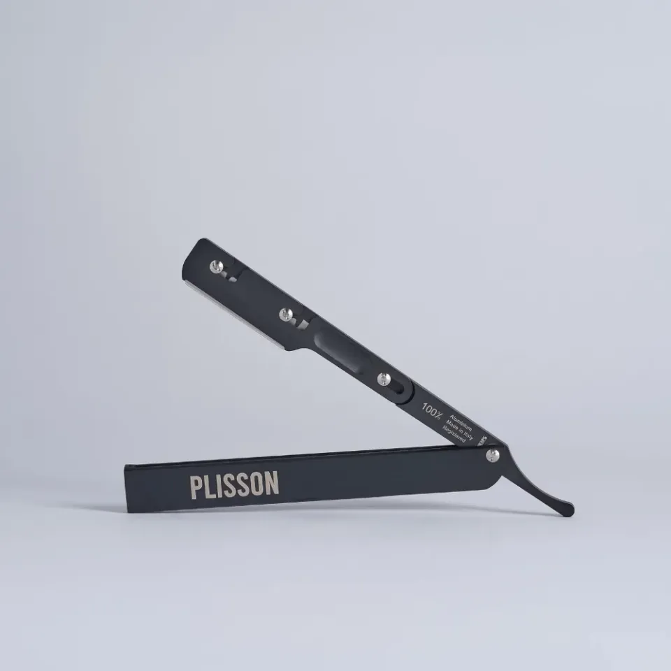 Plisson 1808 Shavette Noire rakkniv aluminium svart