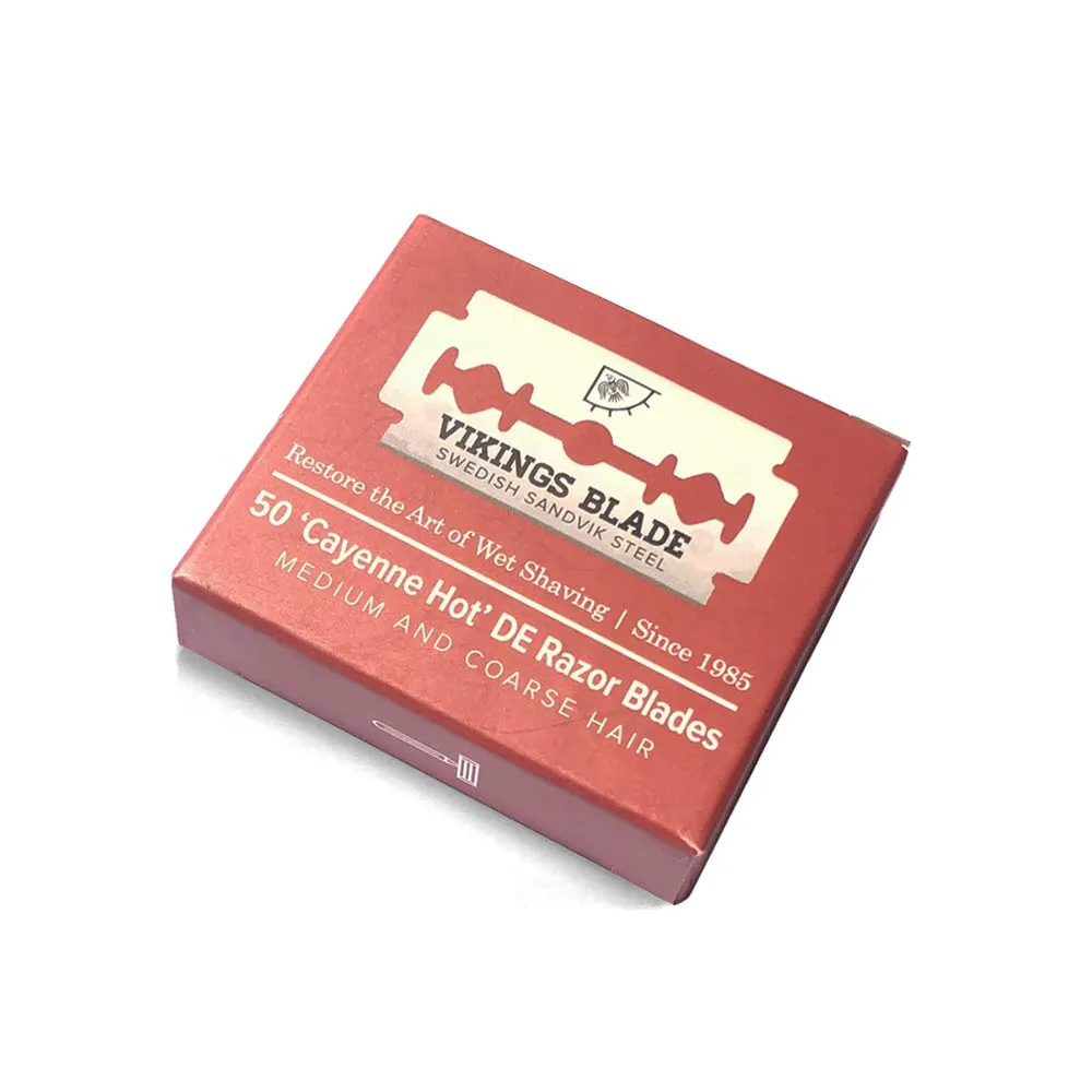 Vikings Blade Cayenne Hot rakblad 50-pack halvvassa