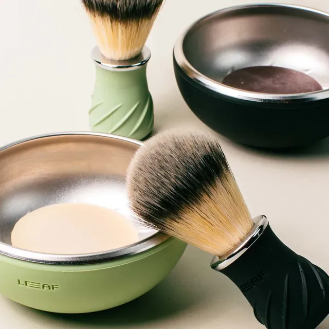 LEAF Shave Shave Bowl & Brush rakset svart