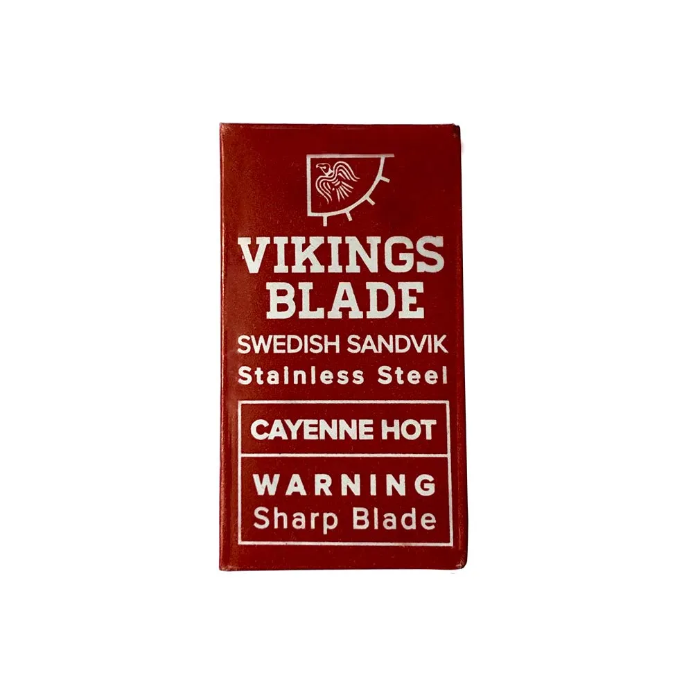 Vikings Blade Cayenne Hot rakblad 50-pack halvvassa
