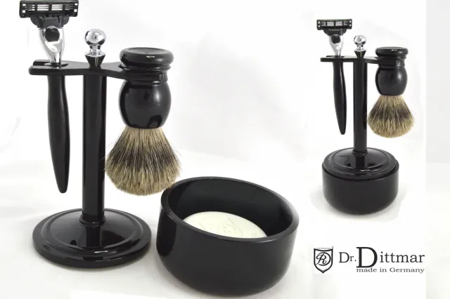 Dr. Dittmar rakset 4-delar Mach3 silvertip svart