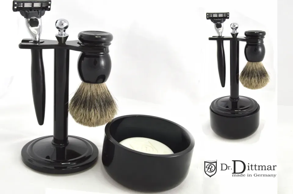Dr. Dittmar rakset 4-delar Mach3 silvertip svart