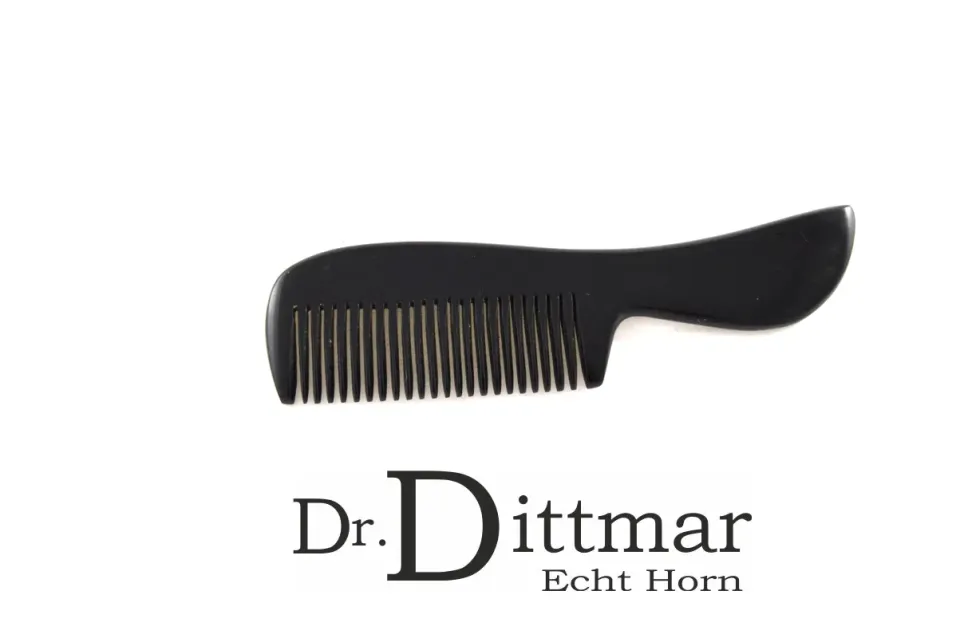 Dr. Dittmar skäggkam horn svart böjd 10,5 cm