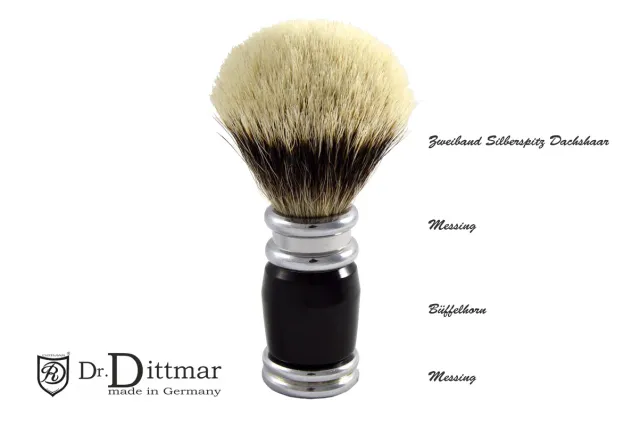 Dr. Dittmar Top of the Line rakborste horn mässing silvertip