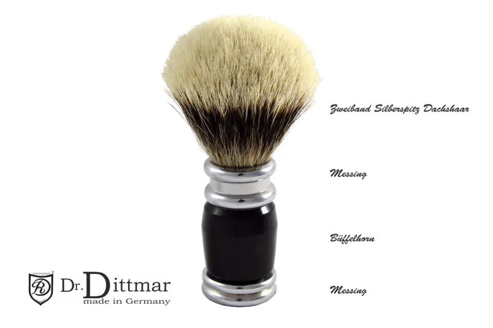 Dr. Dittmar Top of the Line rakborste horn mässing silvertip