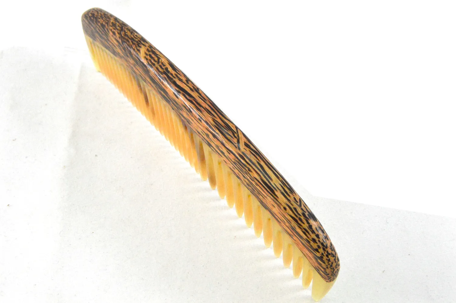 Dr. Dittmar fickkam horn tigerträ 12 cm dubbeltandad