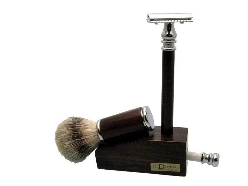 Dr. Dittmar rosenträ rakset 4-delar silvertip magnet