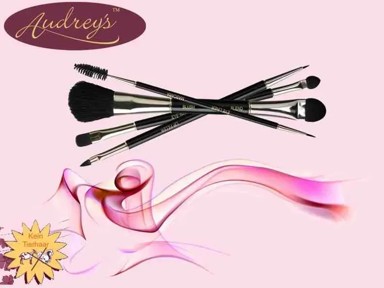 Audrey's Set 4x2 sminkborstar 8 delar resefodral