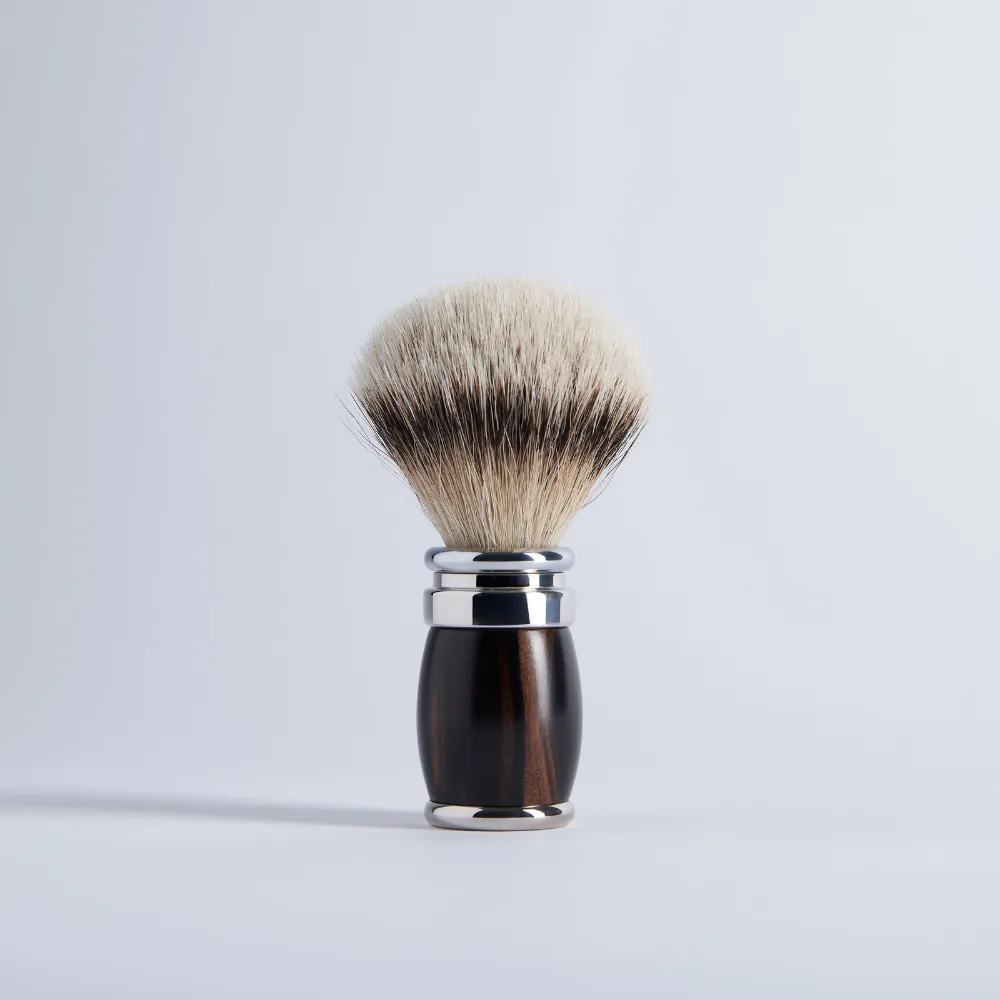 Plisson 1808 rakset ebenholts Fusion vit borste 3 delar krom